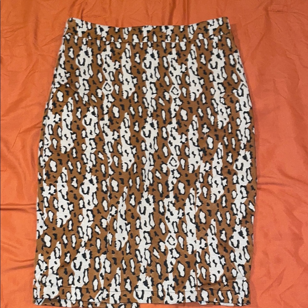 Maeve Brown and White Pencil Skirt Knee-Length